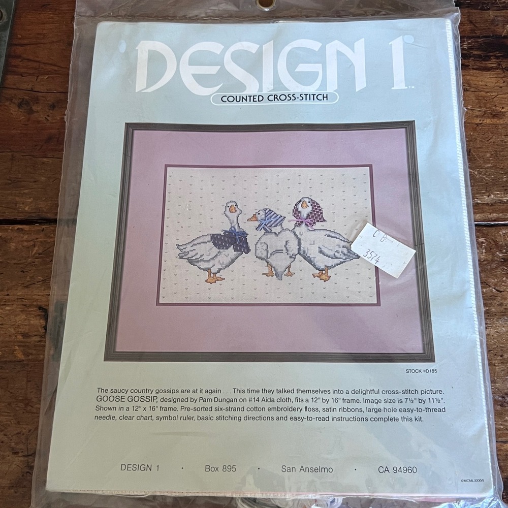 Vintage 1986 Design 1 Goose Gossip Counted Cross Stitch Kit Pam Dungan D185 NOS